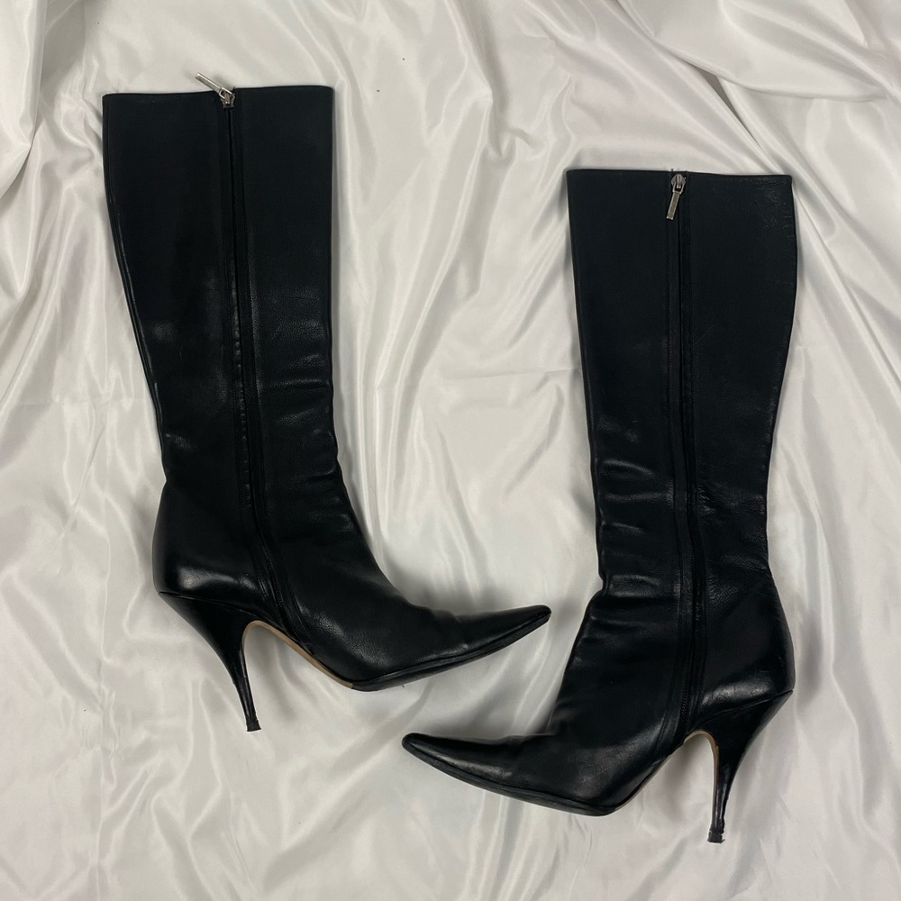 Christian Dior Vintage Leather Black Heeled Boots - Picture 4 of 8